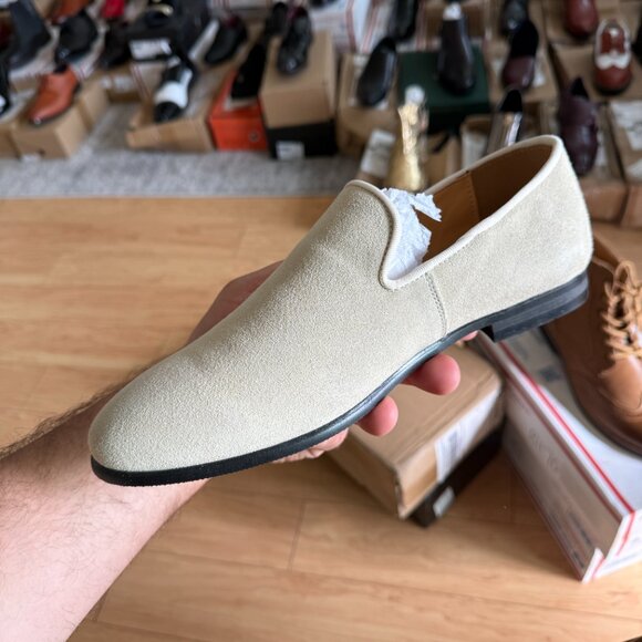 Santimon Mens US 8, 11 Beige Suede Casual Plain Loafers for Formal Occasions Wed - Picture 5 of 13